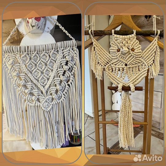 Подушки, панно макраме