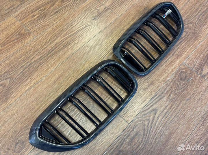 Решетки радиатора сдвоенные карбон M5 Look Бмв G30
