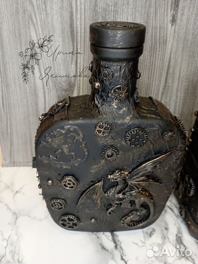 Бутылка Стимпанк Дракон, Скорпион, Лев