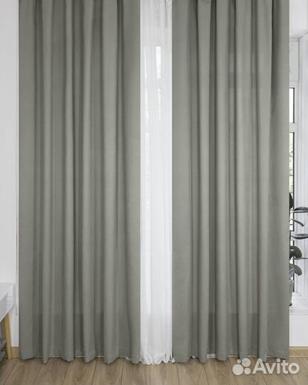 Шторы канвас эдем серо-бежевый новые пошив