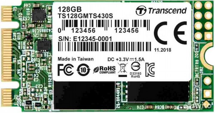 Диск SSD 128Gb M.2 2242 Transcend MTS430 TS128GMT