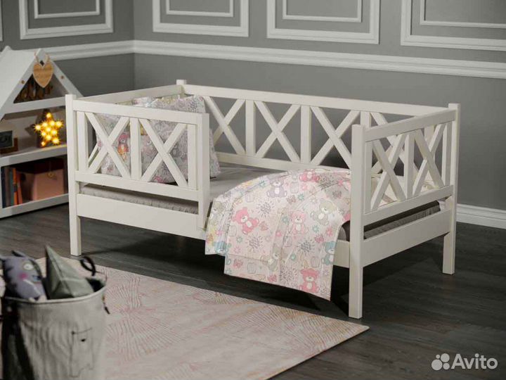 Кроватка берёза софа с бортиком от 2х лет