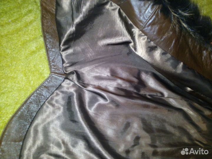 Шикарное кожаное пальто с мехом