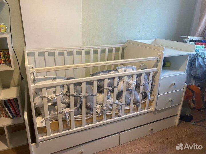 Детская кроватка трансформер с комодом