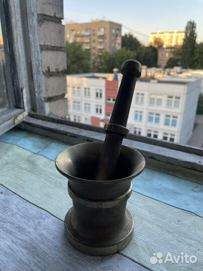 Ступка с пестиком латунь СССР