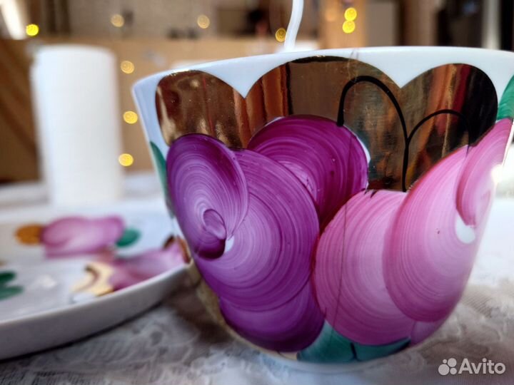 Чайная пара Агашки и чашка Золотое яблоко