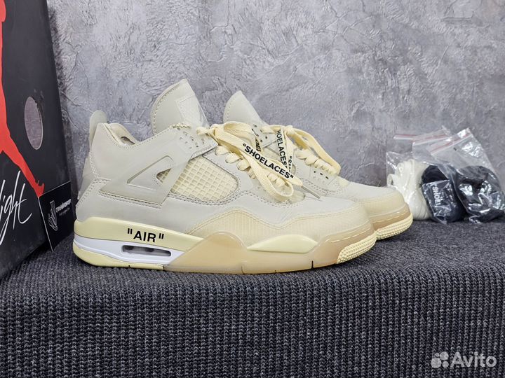 Кроссовки Off white x Nike Air Jordan 4 Retro Sail