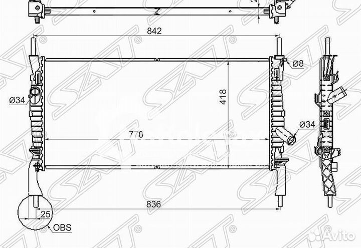 Радиатор ford transit 2.2TD/2.3/2.4TD 2006- W A/C