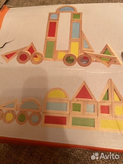 Развивающие деревянные игрушки блоки радужные