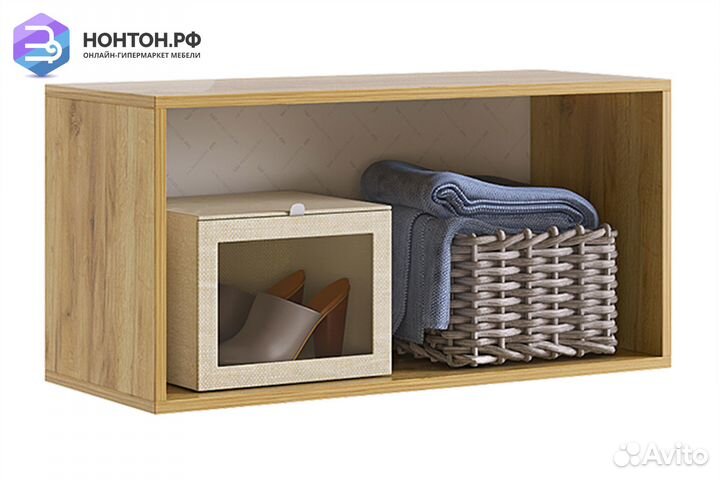 Антресоль двухдверная Бери дуб крафт золотой / бел