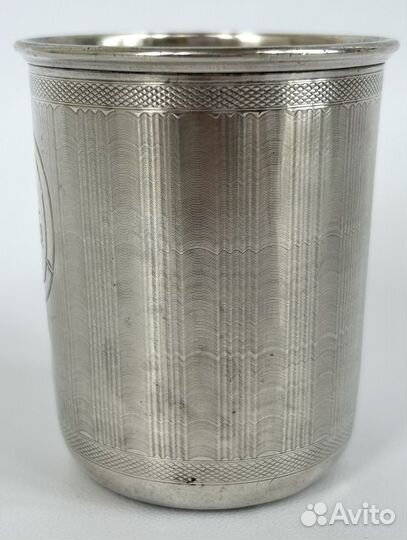 Стакан гильоше Пец серебро 84 проба 71 г. 194 мл