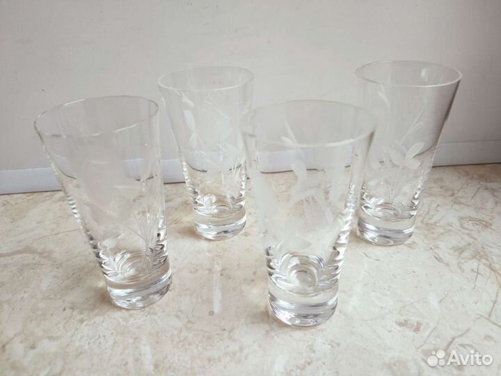 Хрустальные стопки СССР 4 шт