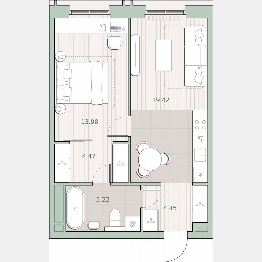 1-к. квартира, 47,5 м², 13/30 эт.