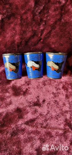 Стопки.Охота. глухари. эмаль.мельхиор ссср.люм