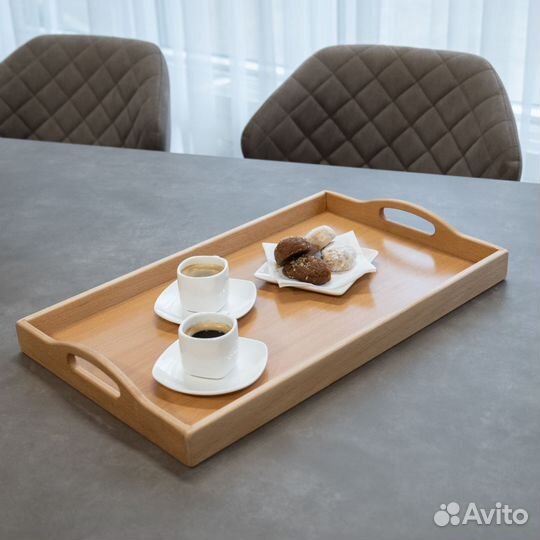 Поднос деревянный прямоугольный с ручками