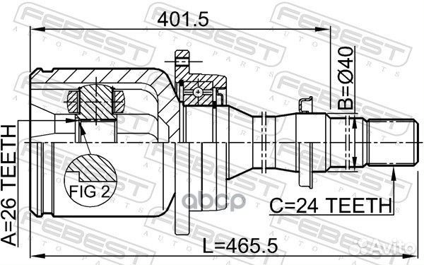 ШРУС внутренний правый к-кт 26x40x24 Toyota Ca