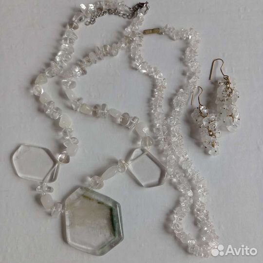 Бусы серьги горный хрусталь
