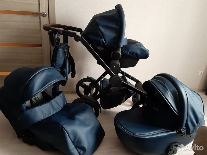 Коляска эко/кожа 3в1