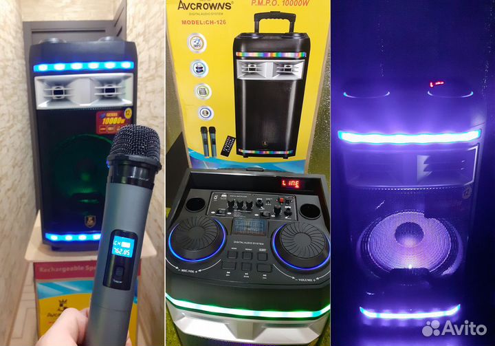 Мега звук Портативная 1000ват колонка Crowns 85см