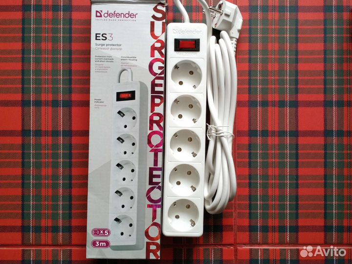 Фильтр сетевой удлинитель defender новый