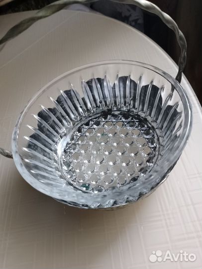 Хрустальная конфетница в мельхиоре