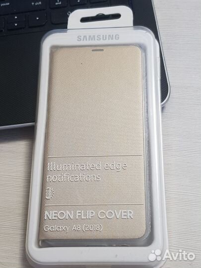 Чехол Original Neon Flip для Samsung A8 (18) Gold