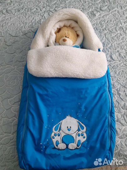 Конверт зимний на овчине в коляску или выписки