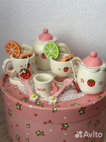 Детский набор для чаепития, деревянная посуда