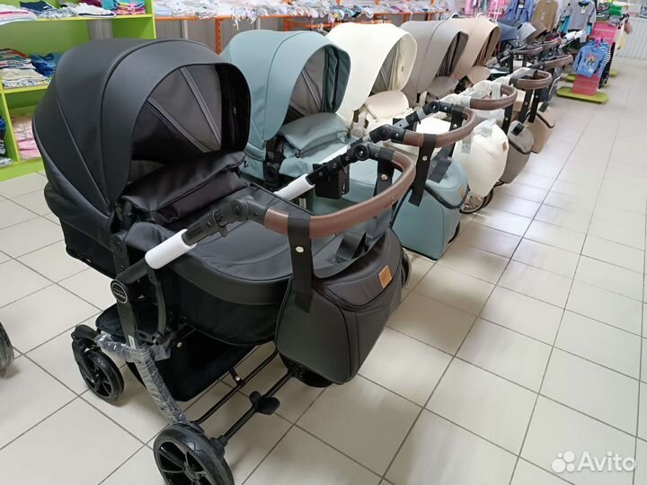 Коляска 2 в 1 3в1 эко кожа