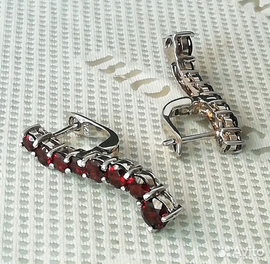 Серьги серебро гранат С377