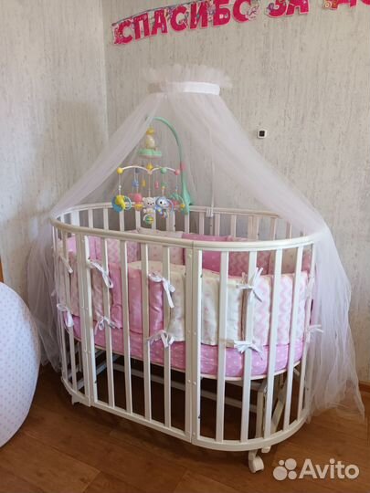 Кроватка трансформер с маятником 9в1