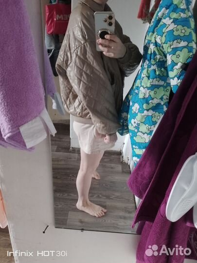 Кожаный бомбер женский