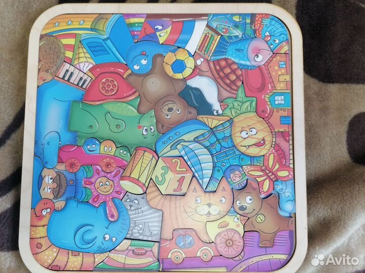 Деревянные пазлы вкладыши пакетом