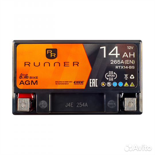 Мото аккумулятор runner RTX14 BS