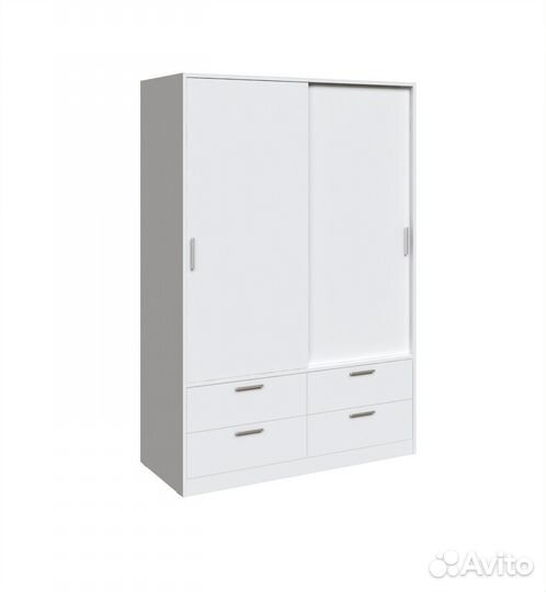 Шкаф двухстворчатый белый с ящиками - новый