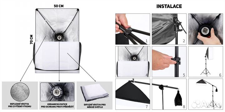 Софтбокс (видеосвет) + штатив + пульт