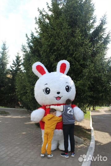 Ростовая кукла зайка Крош, белый мишка Пломбирчик