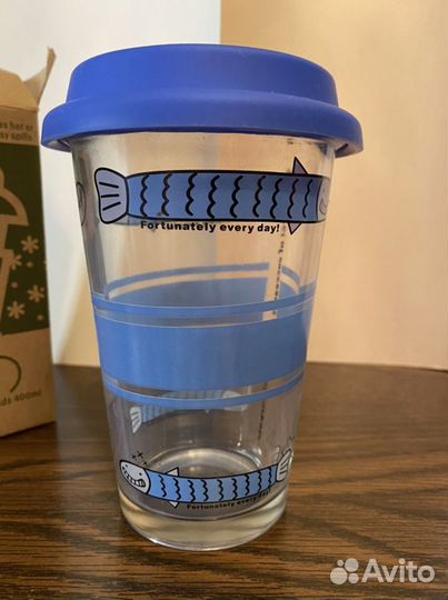 Стакан непроливайка с силиконовой ручкой - рыбки