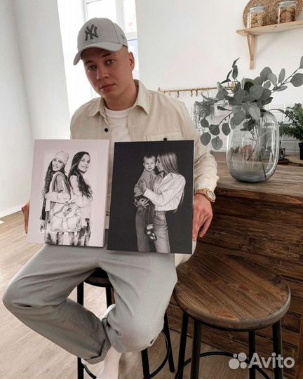 Портрет по фото на холсте