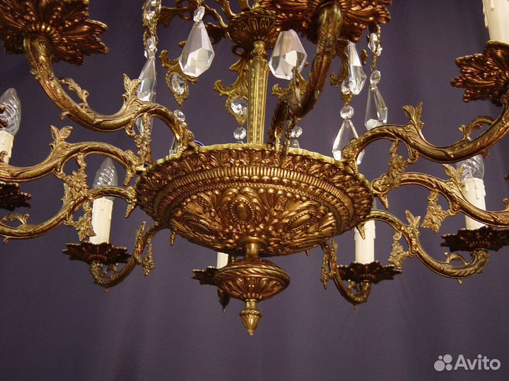 Люстра.Испания.Бронза.Хрусталь.Латунь.Старинная