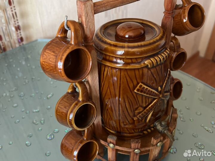 Сувенир СССР керамика Пивная Бочка с кружками