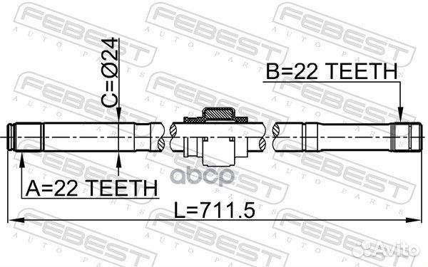 Полуось R 22x712x22 nissan sunny/almera B10RS 2