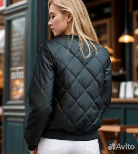 Куртка бомбер утепленная экокожа 48 размер