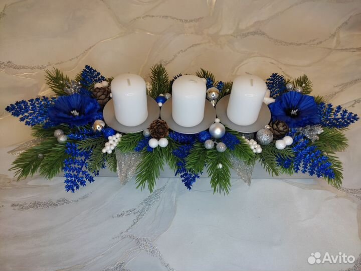 Подсвечник новогодний на 3 свечи