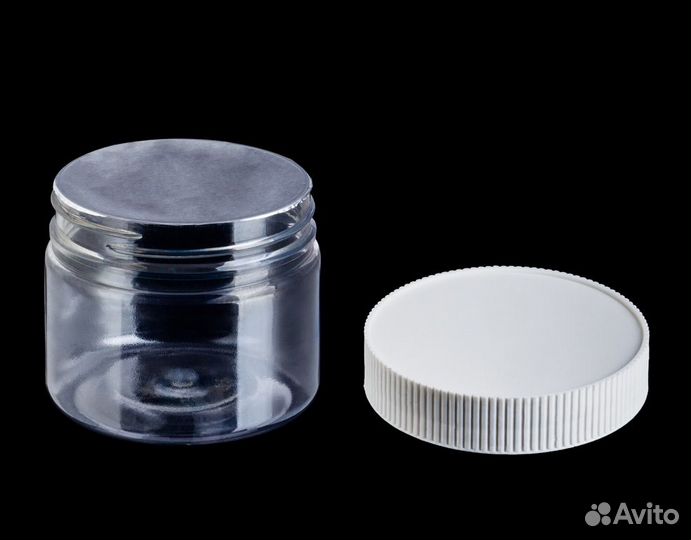 Банка пэт 250 мл с белой ребристой крышкой