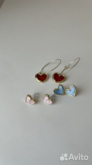 Серьги гвоздики, серьги кольца Сердце