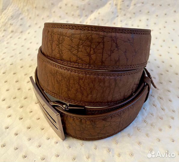 Мужской кожаный ремень, светло - коричневый