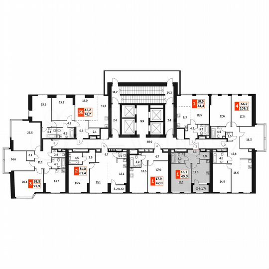 1-к. квартира, 40 м², 28/47 эт.