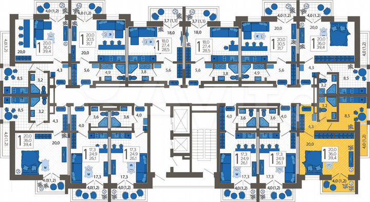 1-к. квартира, 39,4 м², 11/12 эт.