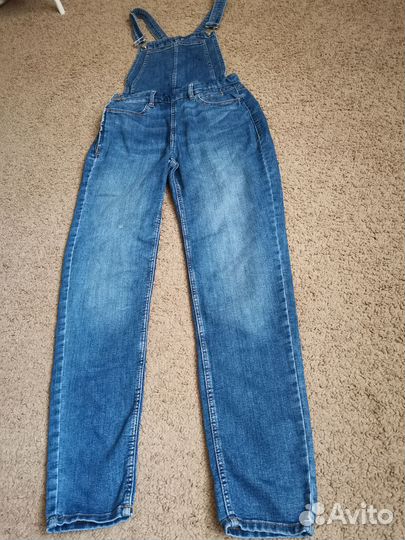 Комбинезон джинсовый с брюками светло-синий